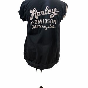 Harley Davidson Gas & Oil Youth XL Black Cotton Woven White Stripe Jacket